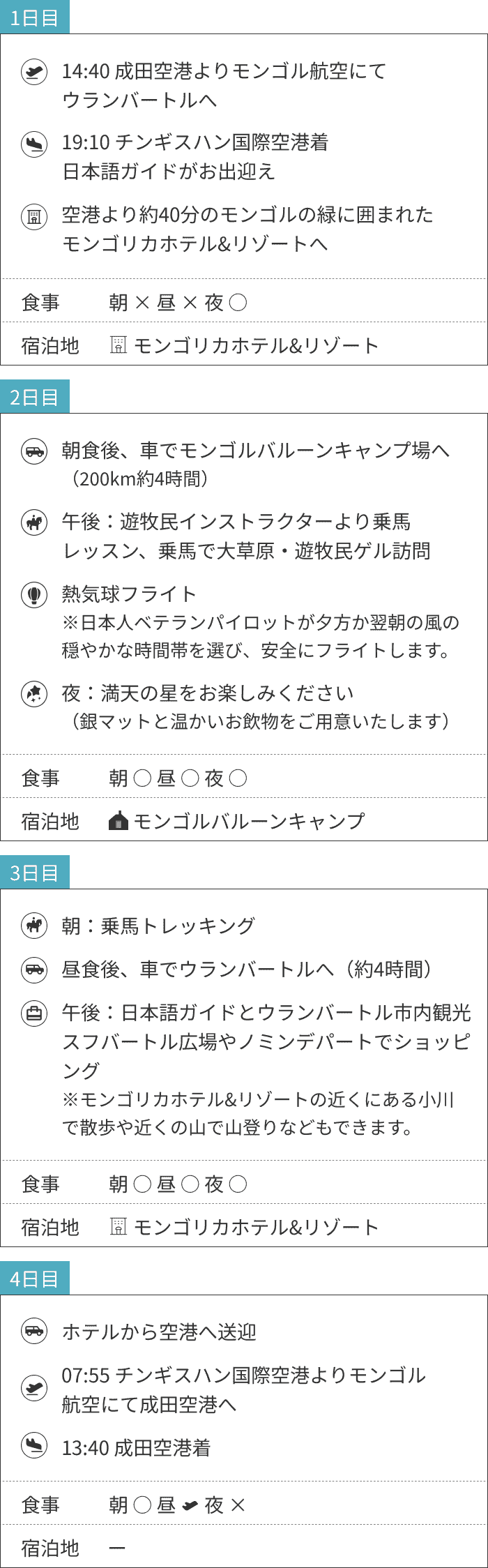 ツアースケジュール例